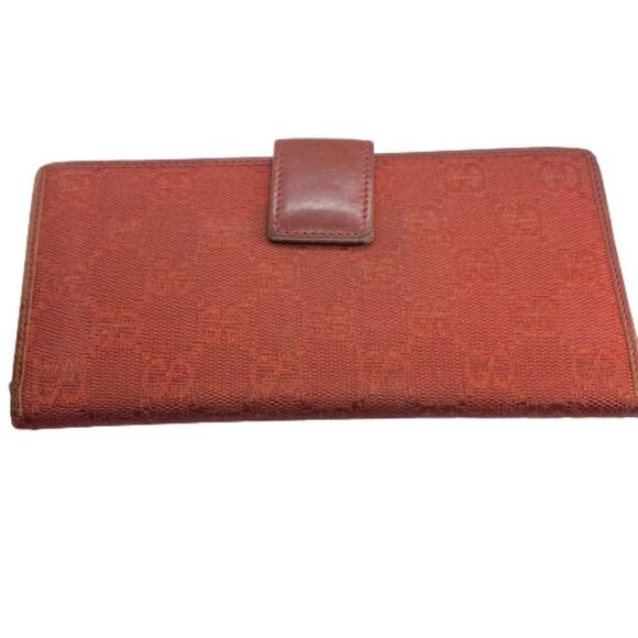 Authentic GUCCI Red Canvas & Leather Long Slim Wallet / Checkbook Holder - Picture 2 of 11